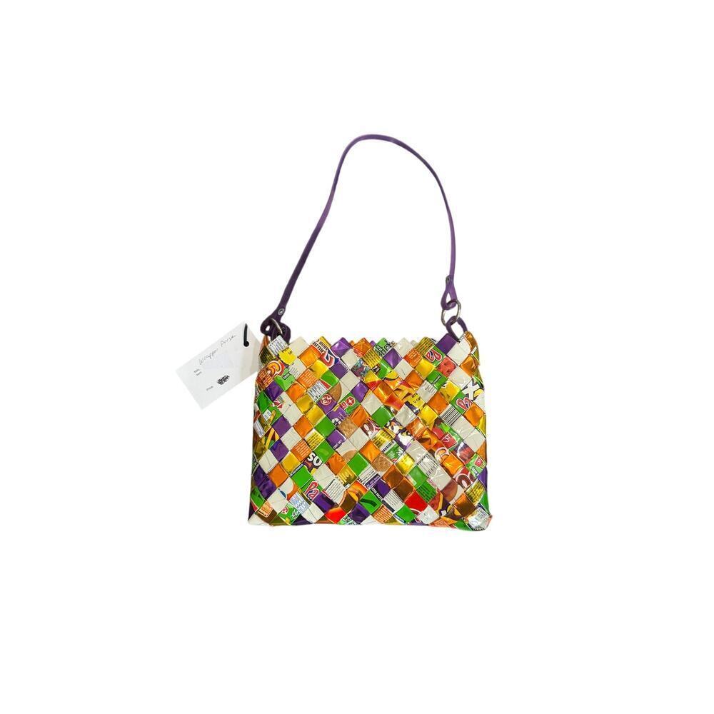 MAL RECYCLED Bag made out of recycled snack wrappers with top zipper close